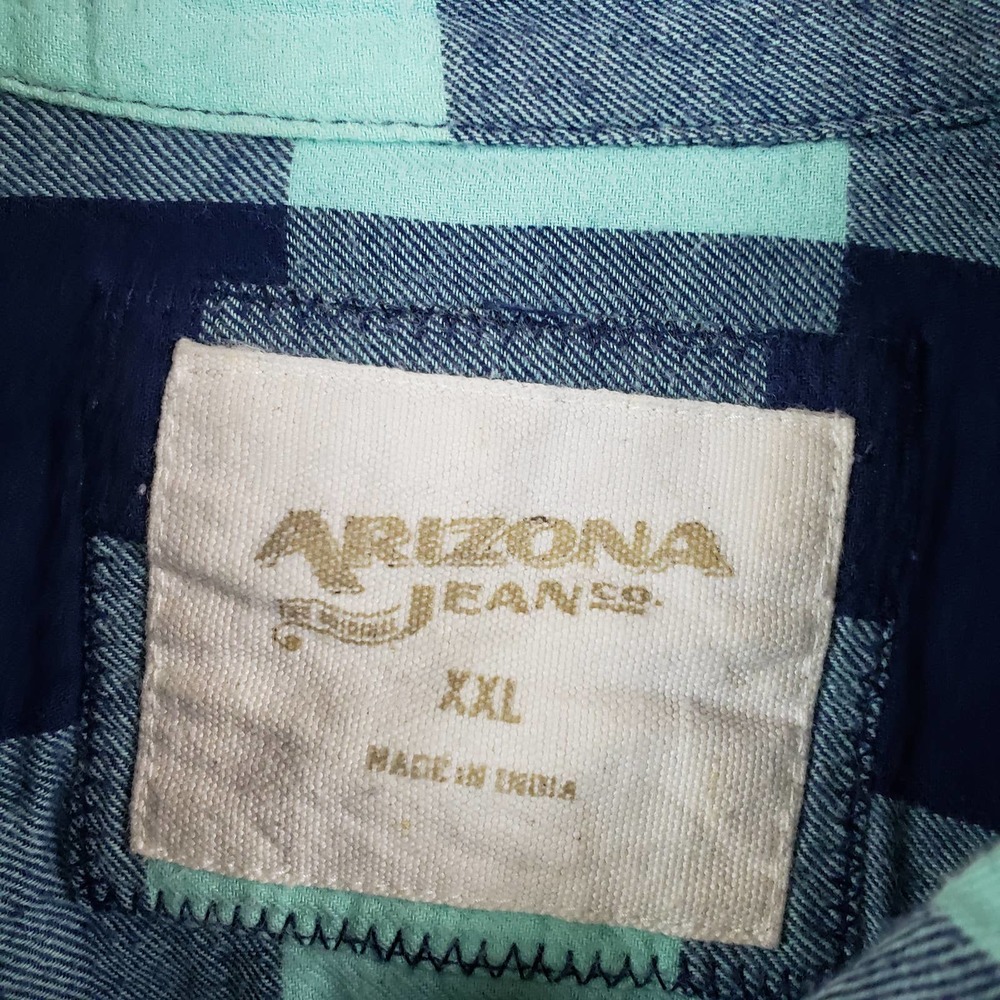 Arizona Jean Co. Button Down Shirt Juniors Size XXL Checkered Long Sleeve Blue - Picture 8 of 8